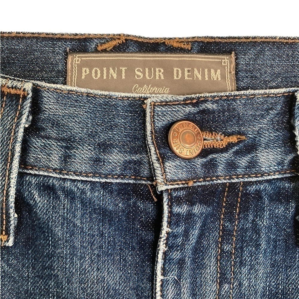 Point Sur Shoreditch Straight Leg Raw Hem Denim Jeans Patch Distressed sz 28 - Picture 11 of 15